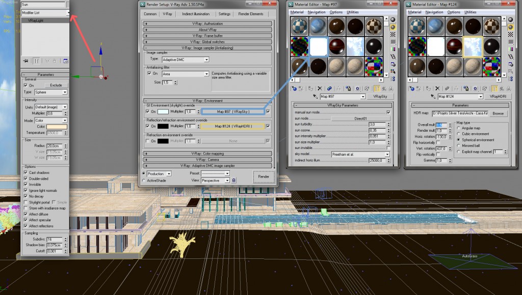 Sun and Vray Environnement Making-of Casa Kimball par Adrien Rollet